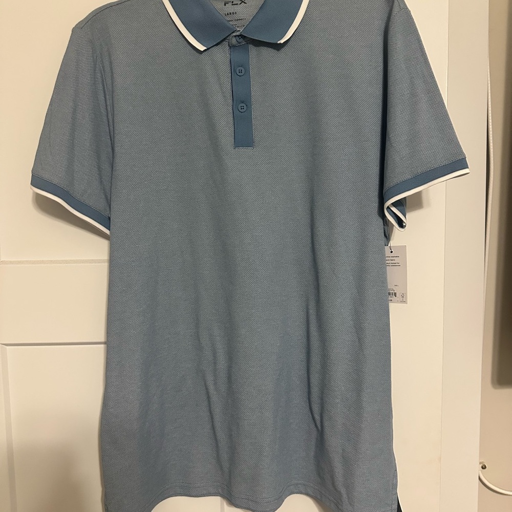 Classic Blue Polo Shirt with White Trim